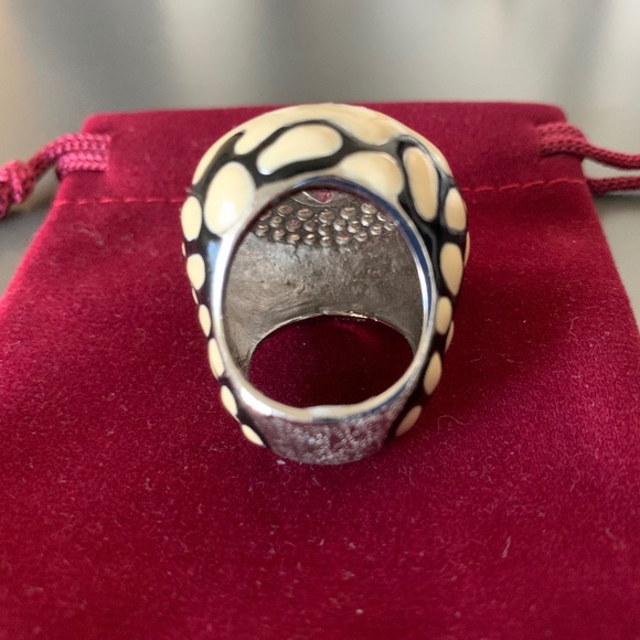 Vintage Style Enamel Dome Cocktail Ring Pavé Crystal Statement Jewelry – Black C - Picture 4 of 5